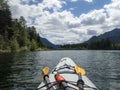 Kayaking on the Buttle Lake in Strathcona Provincial Park on Vancouver Island Royalty Free Stock Photo