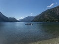 Kayaking on the Buttle Lake in Strathcona Provincial Park on Vancouver Island Royalty Free Stock Photo