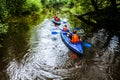 Kayaking and canoeing with family. Having fun in leisure activity