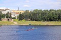 Kayaking competitions on the Volga river. Russia, the city Tver, July 30, 2020