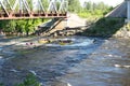 Kayaking Down the River. Water sports and summer recreations theme Royalty Free Stock Photo