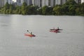 Kayaking in downtown Austin Texas Royalty Free Stock Photo