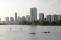 Kayaking in downtown Austin Texas Royalty Free Stock Photo