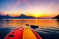 kayaking in the evening.The sunset at the sea. Mountain wallpaper. Thailand.select focus. made with