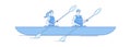 Kayaking. Extreme vacation, people actively resting. Vacations in nature, rowing sports vector illustration