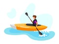 Kayaking flat vector illustration