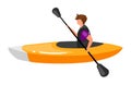 Kayaking flat vector illustration