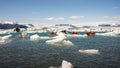 kayaking in Iceland next to glacier iceberg Royalty Free Stock Photo