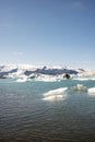 kayaking in Iceland next to glacier iceberg Royalty Free Stock Photo