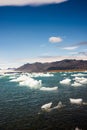 kayaking in Iceland next to glacier iceberg Royalty Free Stock Photo