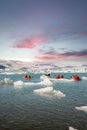 kayaking in Iceland next to glacier iceberg Royalty Free Stock Photo