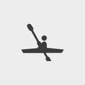 Kayaking icon in a flat design in black color. Vector illustration eps10