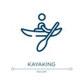 Kayaking icon. Linear vector illustration from x treme collection. Outline kayaking icon vector. Thin line symbol for use on web