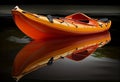 Kayaking on the Lake Concept Photo. Sport Kayak on the Rocky Lake Shore. Close Up Photo.