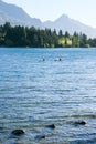 Kayaking in Lake Wakatipu in Early Morning Royalty Free Stock Photo