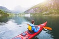 Kayaking in Norway fjord