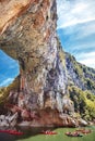 Kayaking. Pont D`Arc and the river, a large natural bridge Arde