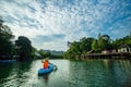 Kayaking on the river. Royalty Free Stock Photo