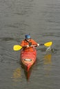 Kayaking on the river.