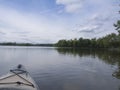 Kayaking on a river one summer day. Royalty Free Stock Photo