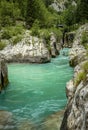 Kayaking on soca river, Slovenia Royalty Free Stock Photo