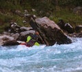 Kayaking on the Soca river, Slovenia Royalty Free Stock Photo