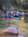 Kayaking on the Soca river, Slovenia Royalty Free Stock Photo