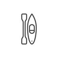 Kayaking sport line icon