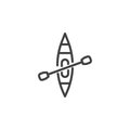 Kayaking sports line icon