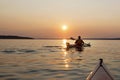 Kayaking at Sunset on Georgian Bay, Ontario Royalty Free Stock Photo