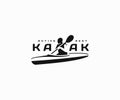 Kayaking tours logo design. River canoe adventure vector design