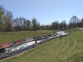 Kayaking track. Spring. Fast water. Augsburg. Germany