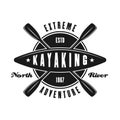 Kayaking vector sport club emblem in vintage style