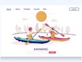 Kayaking vector website landing page design template