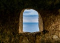 Kayakoy Chapel window in historcial Lycian village of Kayakoy, Fethiye, Mugla, Turkey. Ghost Town KayakÃÂ¶y.