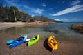Kayaks on beach at Honeymoon Cove