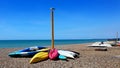 Kayaks on beach in Hove