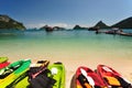 Kayaks on a beautiful beach