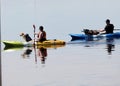Kayaks On Calm Lake In Spring
