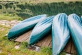 Kayaks or canoe for rent on the river Royalty Free Stock Photo