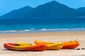 Kayaks Canoes Beach Tropics Royalty Free Stock Photo