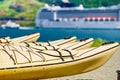 Kayaks and cruise ship in Flam, Norway Royalty Free Stock Photo