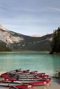 Kayaks at Emerald Lake, British Columbia, Canada Royalty Free Stock Photo