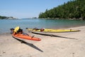 Kayaks in Lake Superior Provincial Park Royalty Free Stock Photo