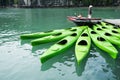 Kayaks for rent in Halong Bay, Vietnam Royalty Free Stock Photo