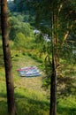 Kayaks, river and forest Royalty Free Stock Photo