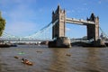 Kayaks, River Thames, Tower Bridge, London Royalty Free Stock Photo