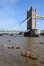 Kayaks, River Thames, Tower Bridge, London Royalty Free Stock Photo