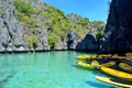 Kayaks at the Secret Lagoon, El Nido, Philippines Royalty Free Stock Photo