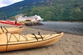 Kayaks and cruise ship in Flam, Norway Royalty Free Stock Photo